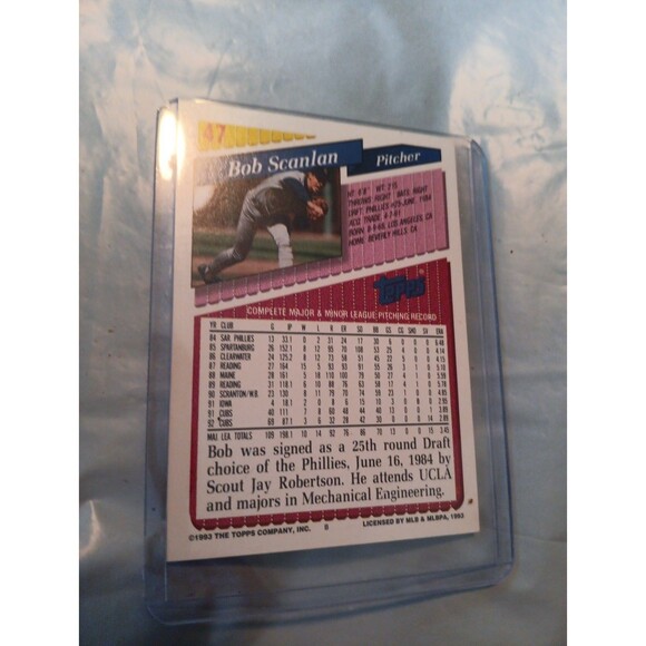 1993 TOPPS  BASEBALL CARD CHICAGO CUBS BOB SCANLAN #37 - Picture 2 of 2